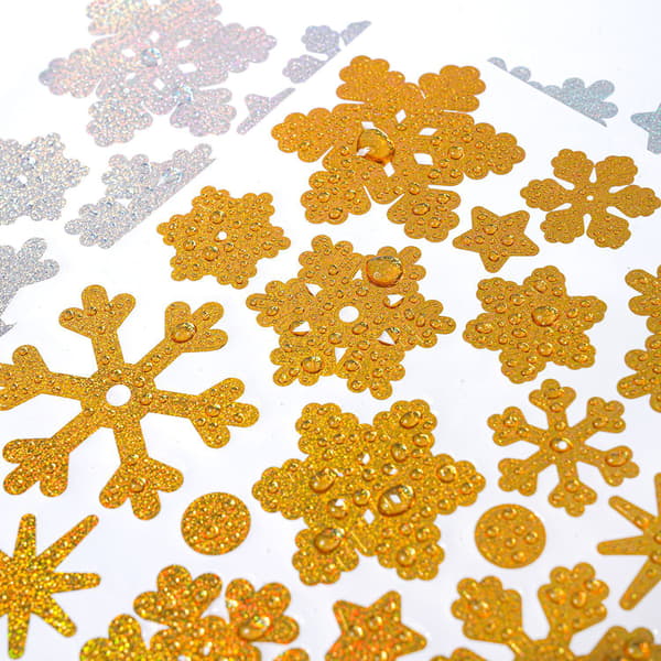 12 Snowflake Stickers Craft, Christmas Decorations, DIY