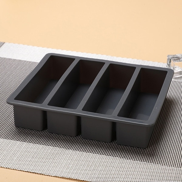 1 stk 4 gitter lang strimmel silikoneiskuber firkantet form DIY C Grå onesize Gray onesize