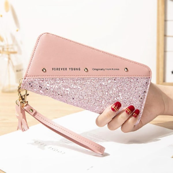 Dam Kortfodral Plånbok Clutch Väska PU Läder Myntbörs Pink