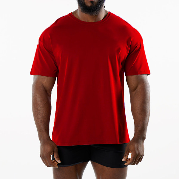 Hengittävä miesten urheilupaita - Pohjoismainen minimalistinen - treenivaate Red XXXL