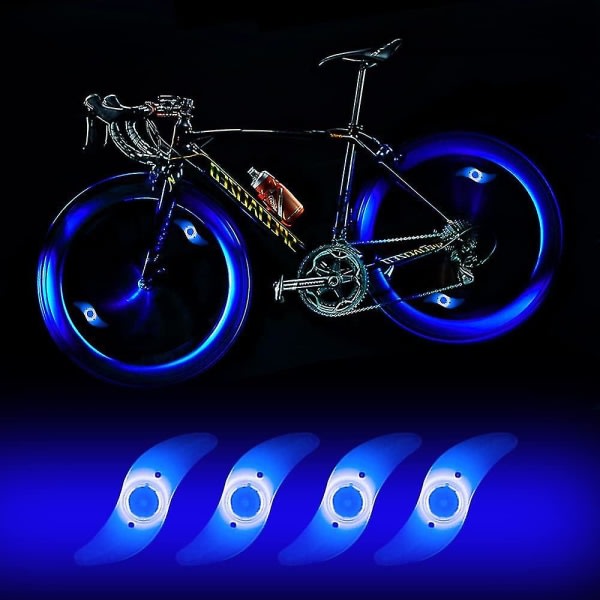 4 X Led cykelhjulljus med 3 blinkande lägen Led cykelhjul ljusblå
