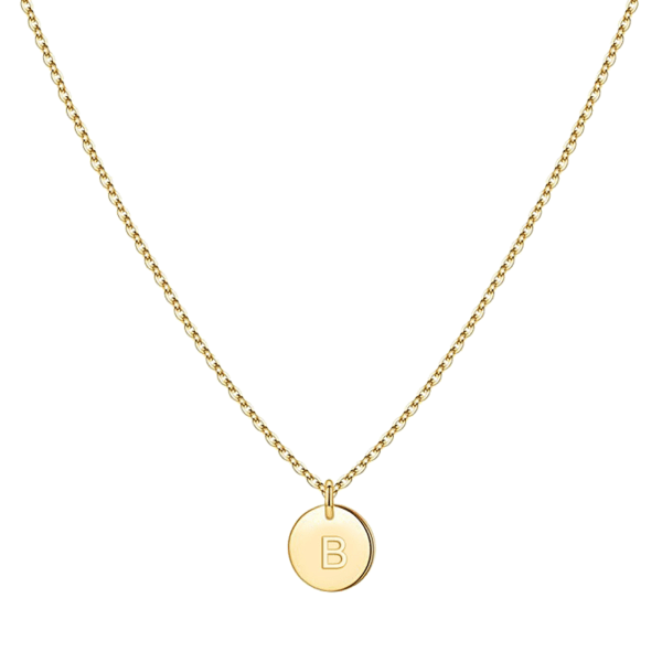 Justerbar Snygg Initialhänge Halsband Bokstav Guldkedja Halsband Mode Disk Halsband Handgjord Gåva för Par null - B