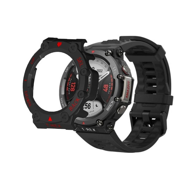 2-i-1 deksel + skjermbeskyttelsesglass for Amazfit T Rex 2 Trex 2 Smart Watch Bumper