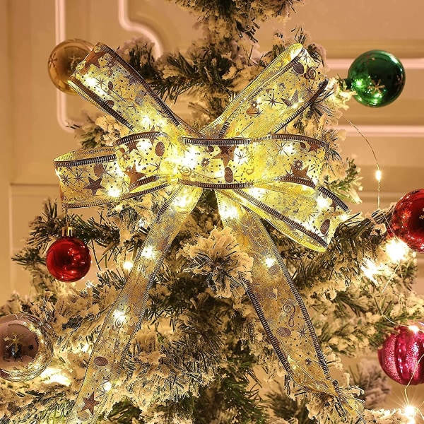 Juletræ Lys Garland, 16ft/5m, Julgransdekoration, Nytår, Fest, Bryllupspavillon, Juletræsdekor, Udendørsdekor (guld)