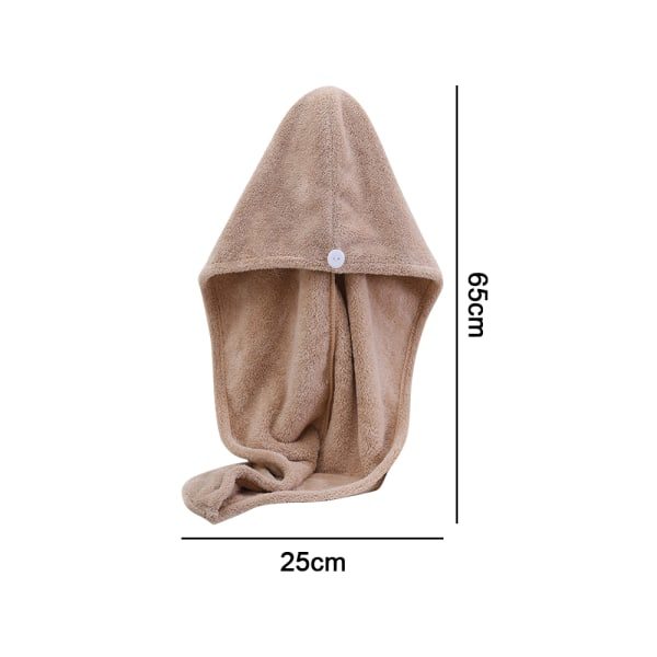 Mikrofiber hårhandduk, absorberande snabbtorkande hårhatt för kvinnor, brun