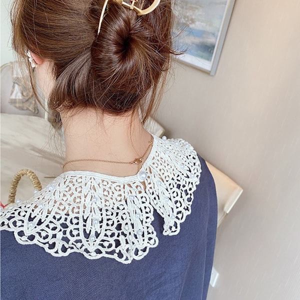 Blonde Stoff Halslinje Avtakbar Falsk Krage DIY blue