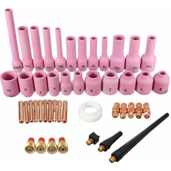 46 Delar/Set TIG Gaslins Hylskropp Aluminiummunstycke Blandat Kit För SR WP-9 WP-20 WP-25 TIG Svetsbrännare