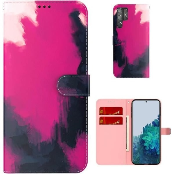 Samsung Galaxy S22 Ultra 6,8 tums PU-läderfodral med magnetisk stängning, tryckta mönster, vikbar stativfunktion, H