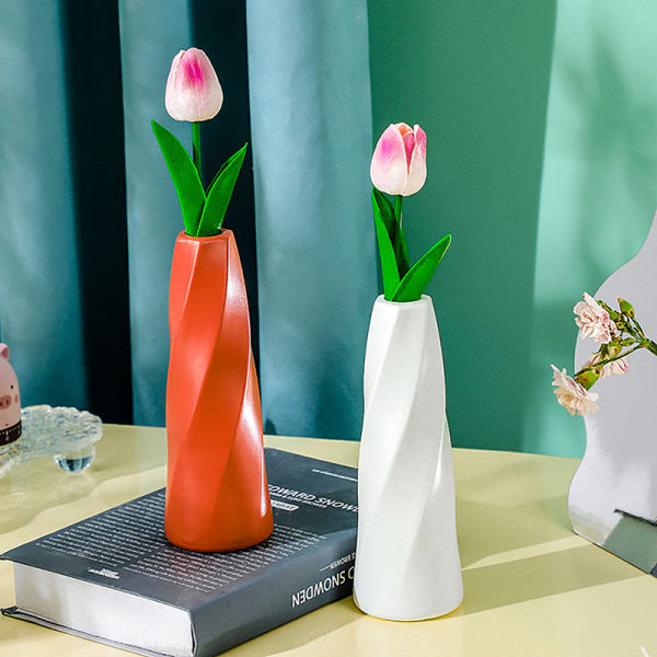 Plast Vas Imitation Keramik Blomkruka Bordsskiva Arrangemang Mörkblå