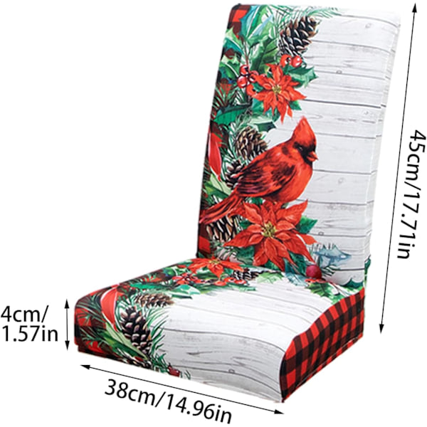 4/6-pack Julstolsöverdrag, 17,7 tum Stretchöverdrag för Matstolar, Julgransdekoration 4pcs #-7