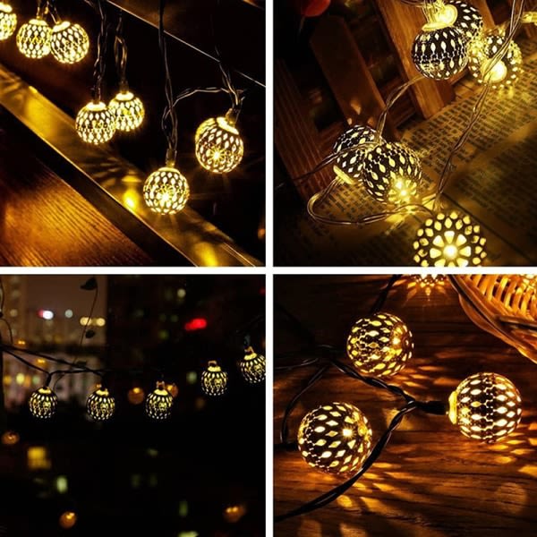 Järn marockansk LED Solar Ball String Ljus Romantisk Fairy String E8 one size E8 one size
