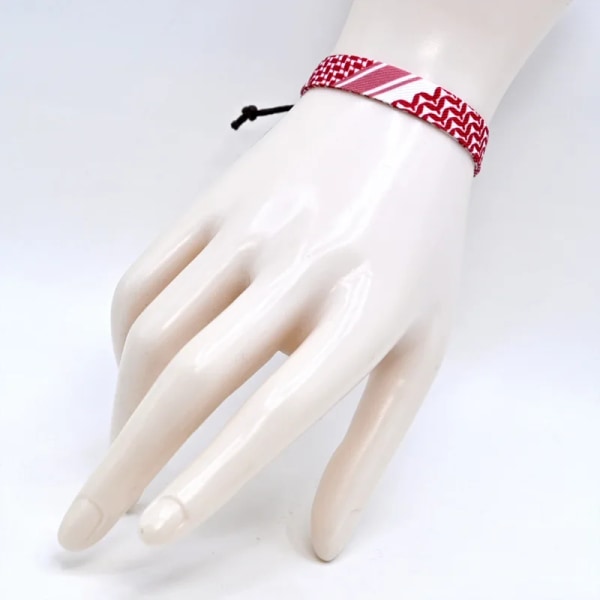 4 stk. Palæstinensisk arabisk tørklæde vævet armbånd til kvinder og mænd etnisk bølget prikket farvet bånd armbånd håndlavede smykker