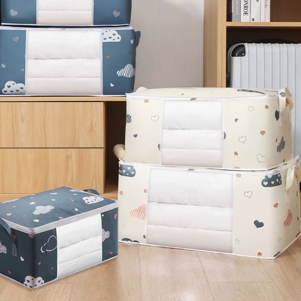 Quilt Förvaringsväska Kläder Sängväskor Polyestertyg Dustpr Beige S Beige S