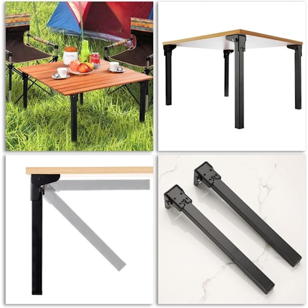 Sammenklappelige sorte møbelben, 4 stk. til laptopbord, sofa, skab, seng (200 mm)