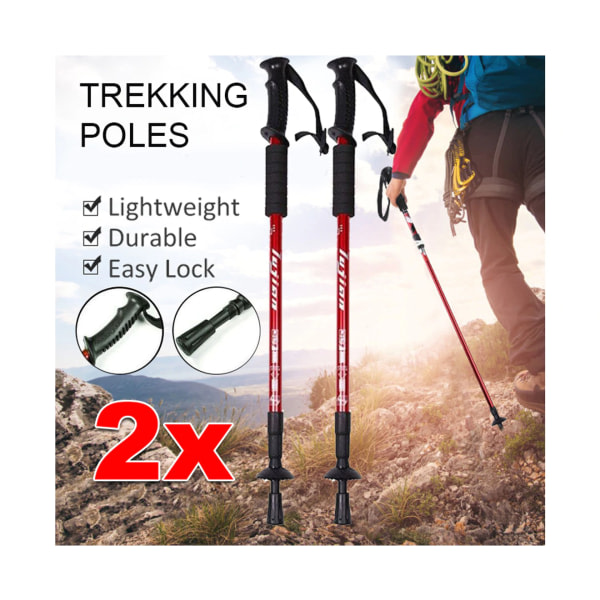 2x Vandringsstavar RÖDA