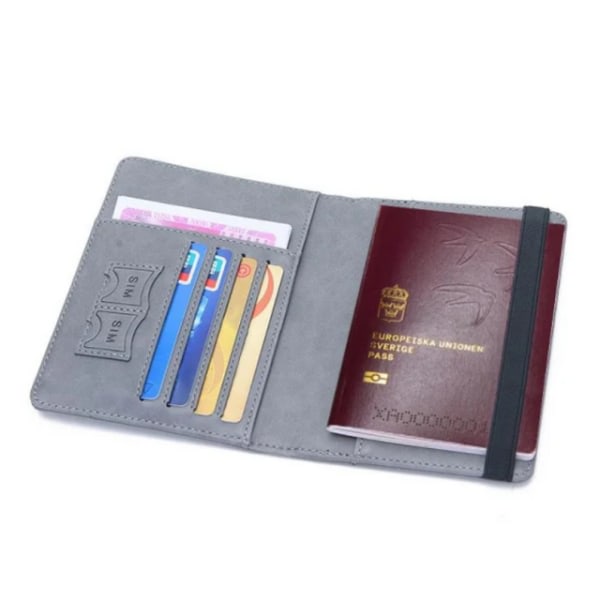 RFID-skyddat reseplånbok passfodral 2-pack grå