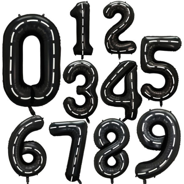 Nummerballong, 40-tumsballonger, Födelsedagsballong Digitala ballonger Födelsedagsdekorationer Examenjubileumsfest White line on black background 0-9