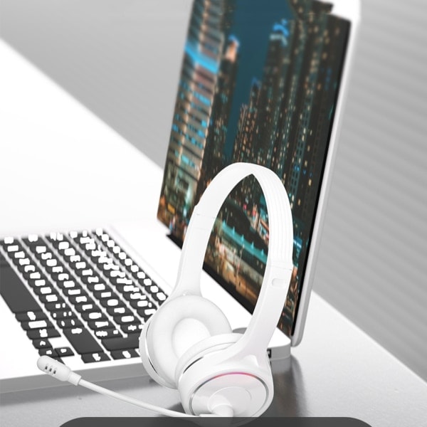 Trådlösa Bluetooth 5.1-hörlurar för att lära sig affärshörlurar med mikrofonstöd TF-kort Android och IOS Vit Vit