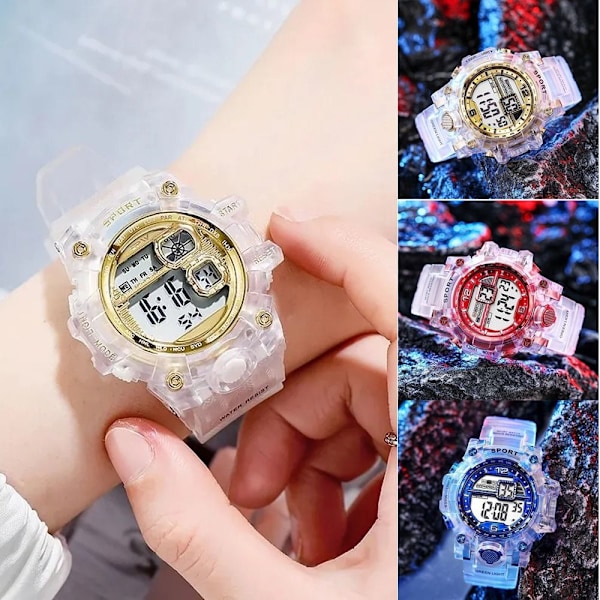 Multifunktionell klocka Stor urtavla Armbandsur Digitala elektroniska klockor blue