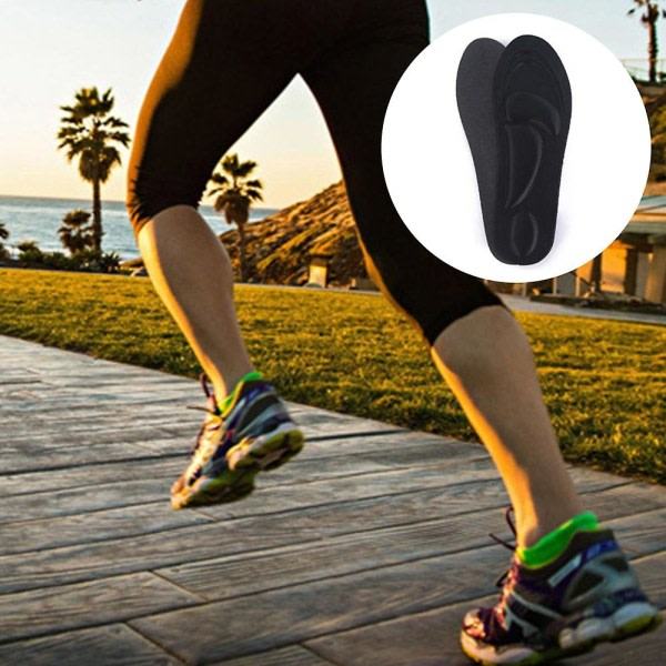 Memory Foam Komfort Indlægssåler - Hjælper mod Plantar Fasciitis og Fodsmerter. Dæmpende Mellemfod, Fodbuestøtte og Hælstøtte