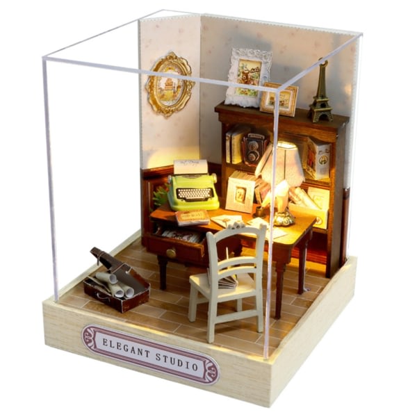 Gör-det-själv dockskåp i miniatyr med möbler Mini-hussatser i trä Rumsdekorationer Hantverkspresent för tonåringar Vuxna Kvinnor Män null - 1