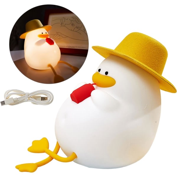 Anka (med gul hatt) LED Nattlampa för barn, Söt ankalampa S