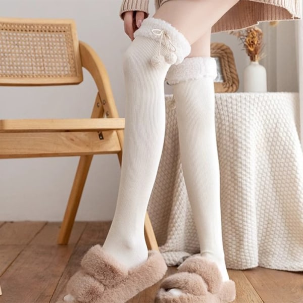 Vertical Stripe Plyschstrumpor Höst Vinter e Tights Kawaii L White