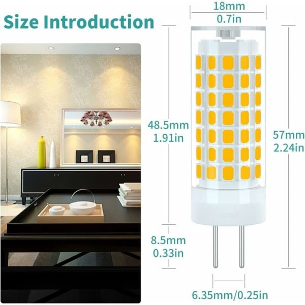 2Pack 6W G6.35/GY6.35 LED-lampa 690LM, Bi-Pin Base, AC/DC 90-265V