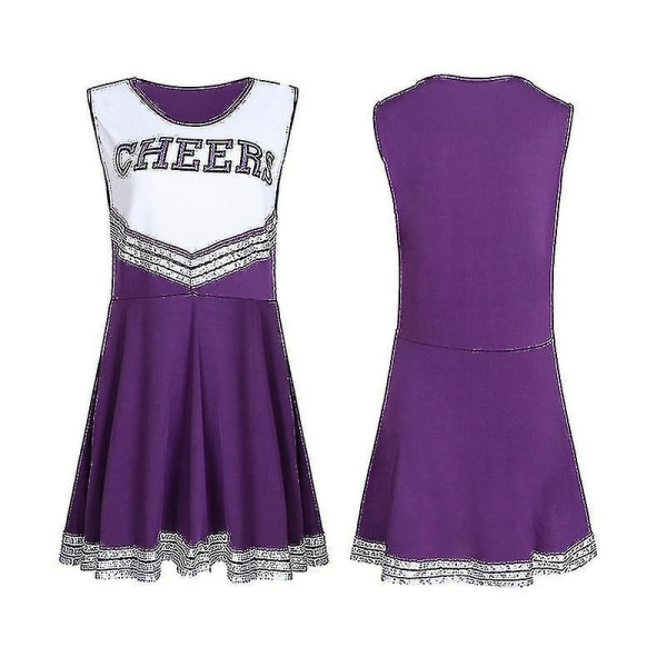 Kvinde skolepige musical fest Halloween fest cheerleader kostume kjole lilla purple L