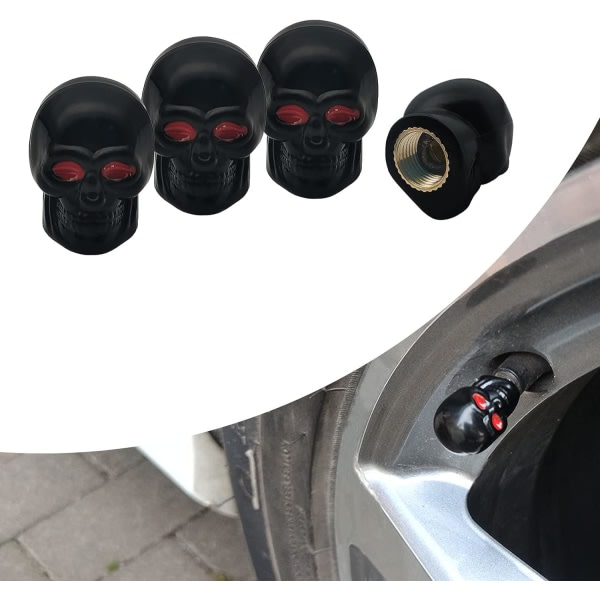 Set med 4 däckskydd, bilhjulsventilkåpor, universal däckventilkåpor (svart)