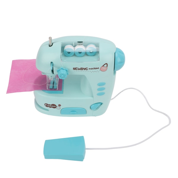 Mini symaskine til børn, begynder symaskine legetøjssæt, lille apparat legetøj med sideknap til tidlig læring