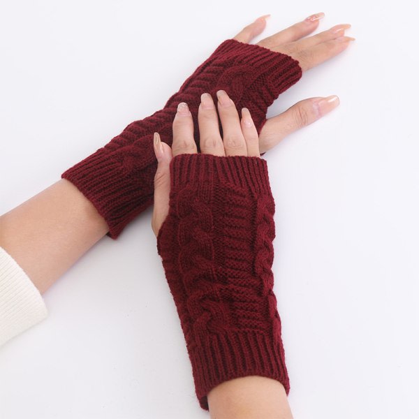 Nya Halvfingerhandskar Kvinna Höst och Vinter Värme Fingerle Wine red style 3 Wine red style 3