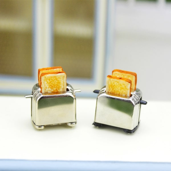 1:12/1:6 Mini Brødrister til Dukkehuse Brødbager Miniature Mini Brødrister Dukkehuse Brødbager Dukkehuse Køkkenredskaber null - Sort baggrund