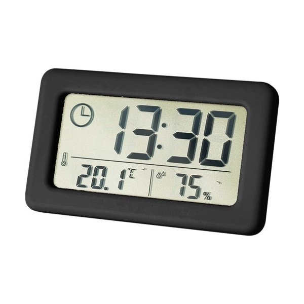 Digital väckarklocka Termometer Hygrometer Mätare Elektronisk fuktighetsmätare Svart