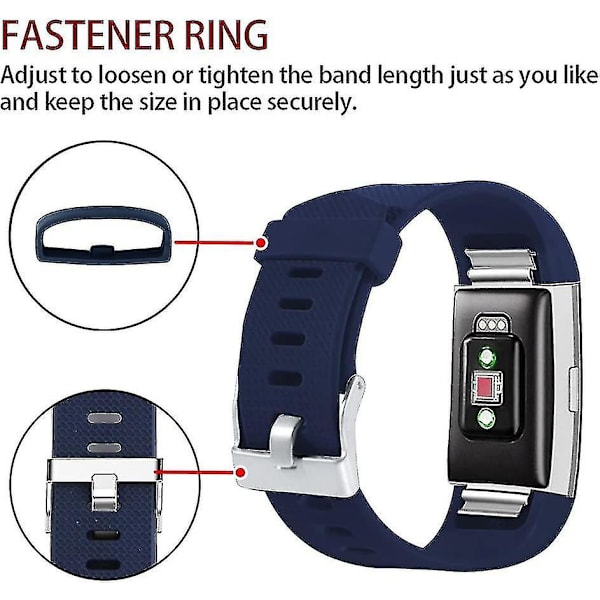 Ersättningsband som är kompatibla med Fitbit Charge 2, Classic & Special Edition justerbara sportarmband Navy Navy Small