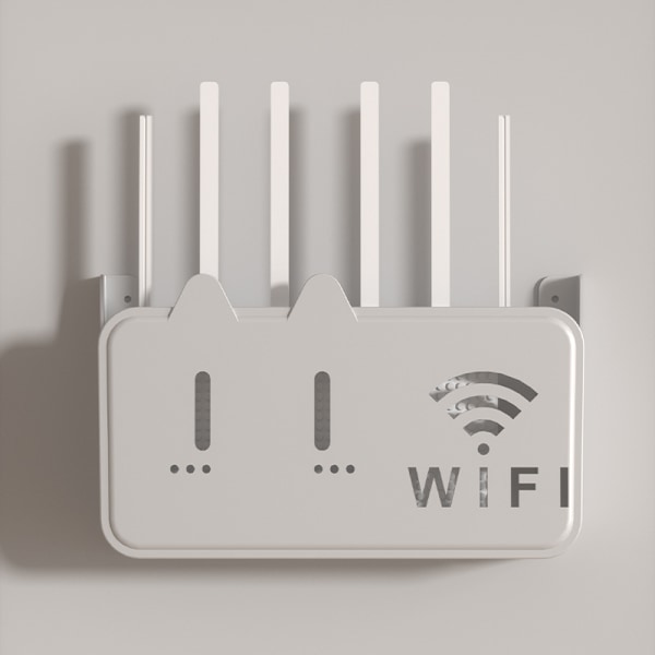 Trådlös Wifi-routerhylla Förvaringslåda Väggmonterad ABS Organiser Cartoon style gray