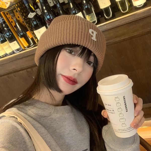 Brev Vinterhue Strikhue til kvinder Unisex cap Mode C Khaki