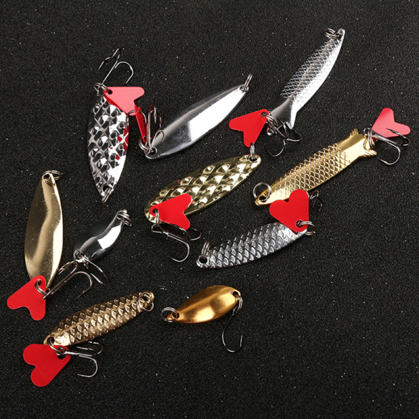 10:a Fiske Metal Sked Lure Kit Set Guld Silver Beten