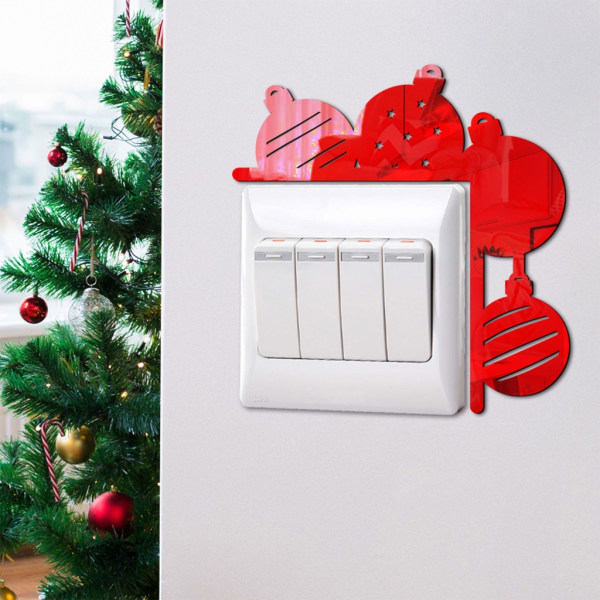 4 kpl/setti God Jul Irrotettavat Kytkimen Tarrat 3D Pallo Riippuva Seinä Tarra Valokatkaisin Ikkuna Deko Loma DIY