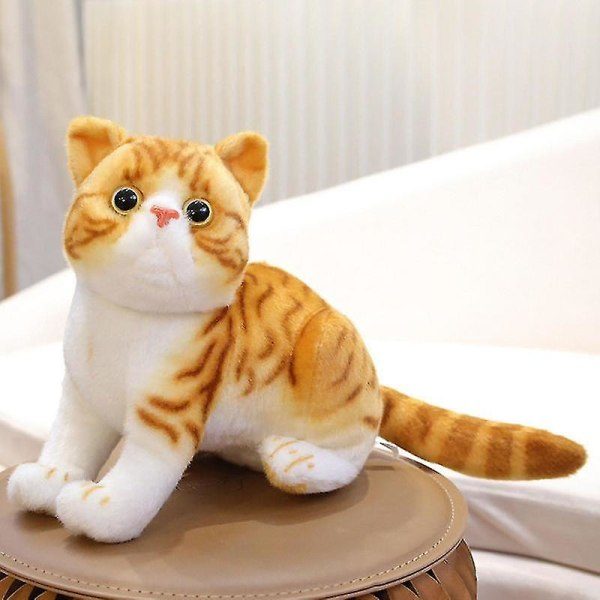 Katt Kosedyr Barn Kosedyr Katt Realistisk Plysj Katt Kosedyr Søte Tabbys Leke For Gutter Barn Fest Favør Hud Gul