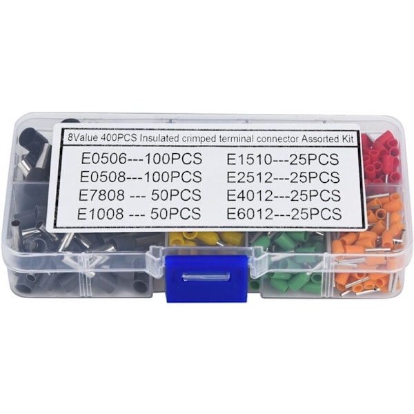 DUBUNS 400 stk. fortinnede kobber krympeklemmer sett med PVC-isolator