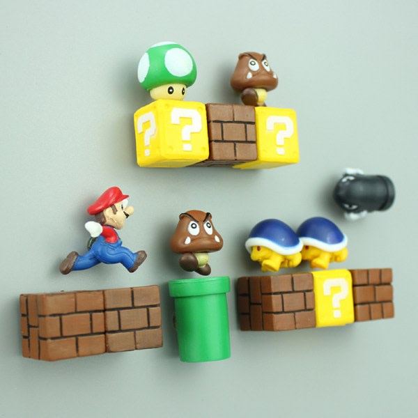 Klassisk 3D Super Mario Kjøleskap Sterk Magnet Stick 10stk B