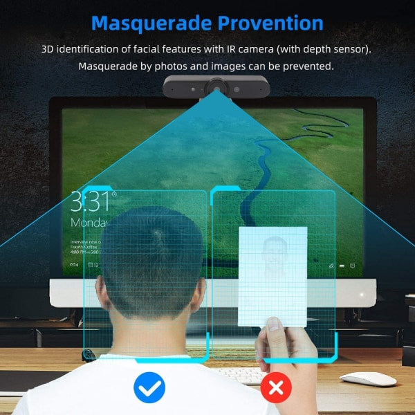 Avanceret Windows Hello ansigtsgenkendelse webcam USB webcam til opkald/konference PIN-login webcam USB Windows Hello kamera