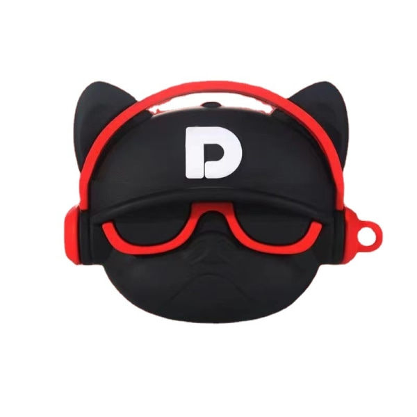 Lila bulldog sød tegnet headsetboks, Airpods pro2 trådløs Bluetooth headsetboks silikoneboks.