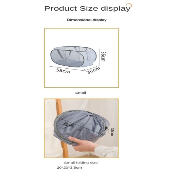 Foldbar Vasketøjskurv i Lager til Beskidt Tøj GRÅ 2 2 Grey 2-2