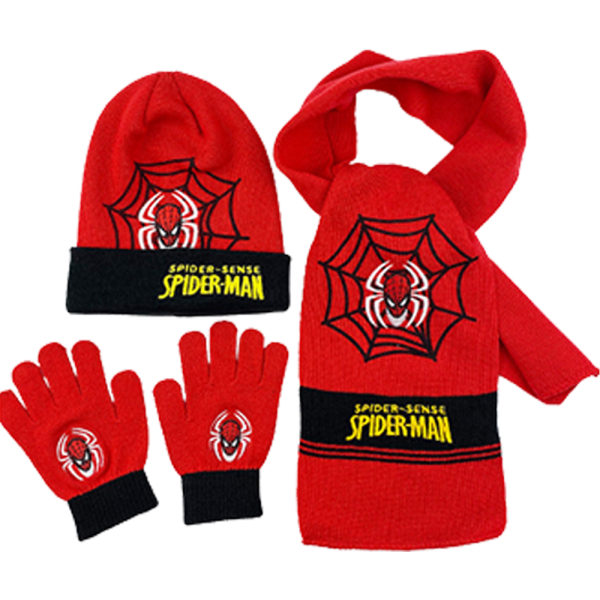 Barn Marvel Spider Man Hat Scarf Och Handskar Set Vinter B
