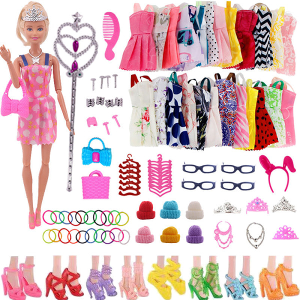 CDQ 79 delar Barbie docka tillbehör Litet set Princess dock tillbehör