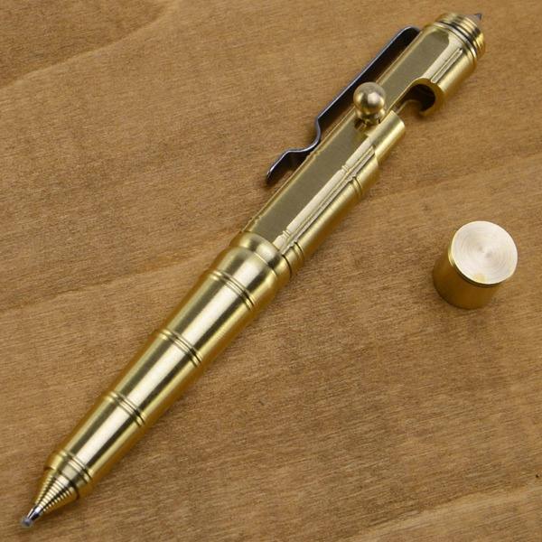Käsintehty messinki-geelikyni Retro Bamboo Node Bolt -tyyppinen kynä Military Bolt Pen Sujuva kirjoitus geeli-mustekynät Metalliset Edc Pen Retro musta