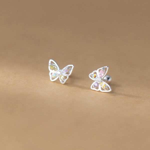 1 Par Ins Color Diamond Butterfly Örhänge för kvinnor Ear Bone Na
