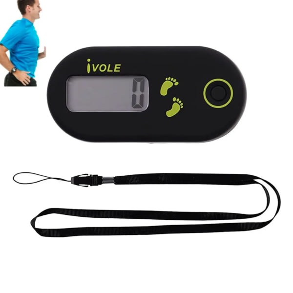 3D elektronisk stegräknare Sport mini stegräknare med klämma og snøre for jogging/vandring/löpning/promenader